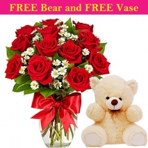12 roses rith free bear