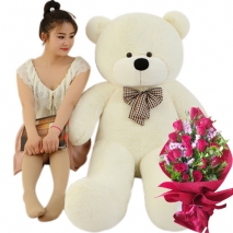 5 Feet Giant size teddy bear with rose in bouquet to Philippines
