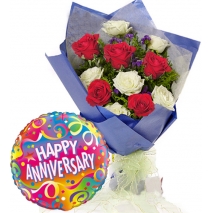 Send Flower with happy Anniversary balloon To Philippines