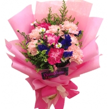 9 Pink and 3 Red Carnations Bouquet