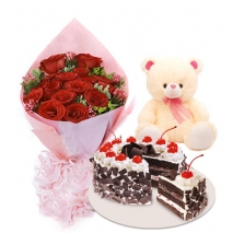 send flower with cake and teddy bear to Philippines