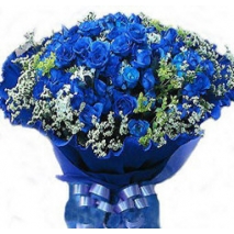 36 Bright sprayed Blue Roses in Bouquet Delivery to Manila Philippines