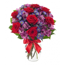 6 red roses, purple alstroemeria and purple Monte Casino Delivery to Manila Philippines