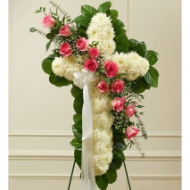 White and Pink Elegant Cross Spray  Delivery to Manila Philippines