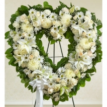 Angelic All White Heart Wreath Send to Manila Philippines