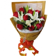 2 White lilies & 6 Red Roses Bouquet Delivery to Manila
