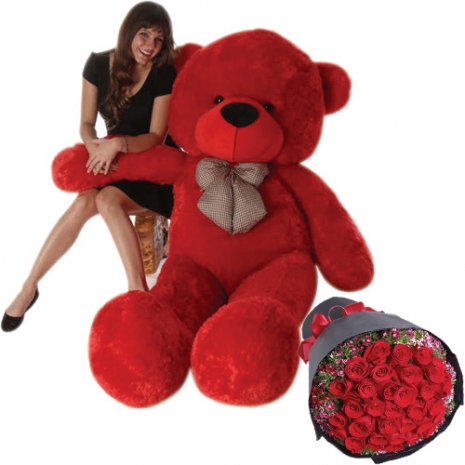 6 feet giant teddy bear with 24 rose to philippines