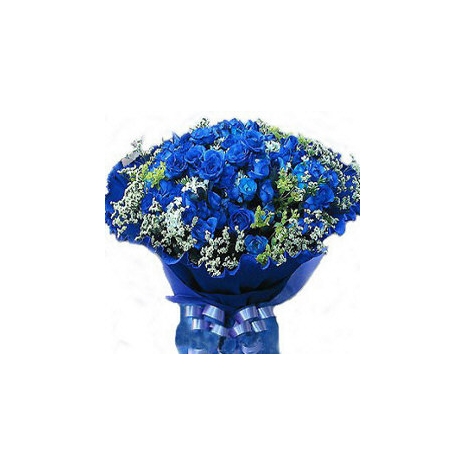 36 Bright sprayed Blue Roses in Bouquet Delivery to Manila Philippines
